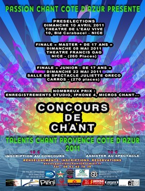 Concours de chant à Carros (06) le 22 mai !