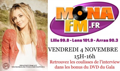 Priscilla en interview sur Mona FM vendredi 4 novembre